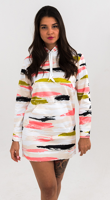 Unique black and pink patches hoodie dress. Part of the Lingaury hoodie dress collection