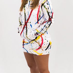 Unique Multi Colour Hoodie Dress. Part of the Lingaury Graphic Range of hoodie dresses collection