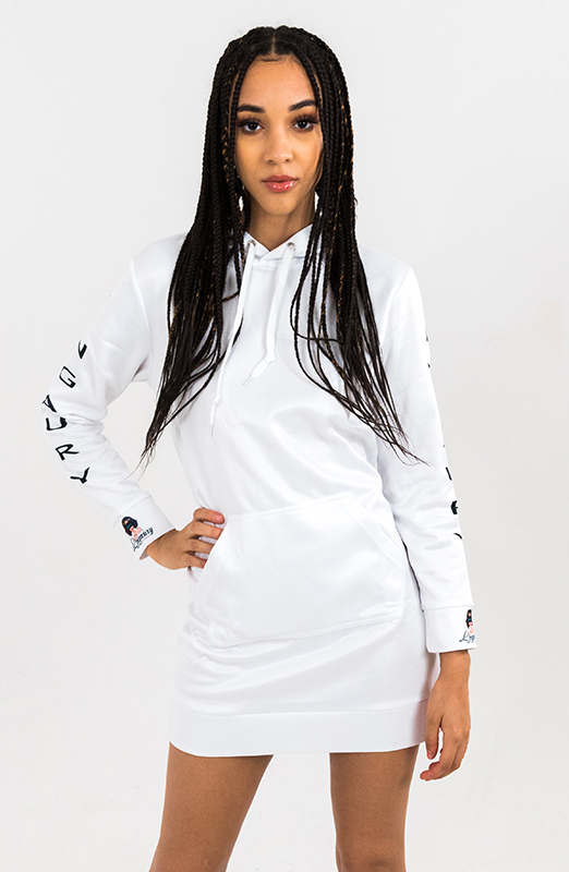 Unique Plain White Hoodie Dress. Part of the Lingaury Graphic Range of hoodie dresses collection