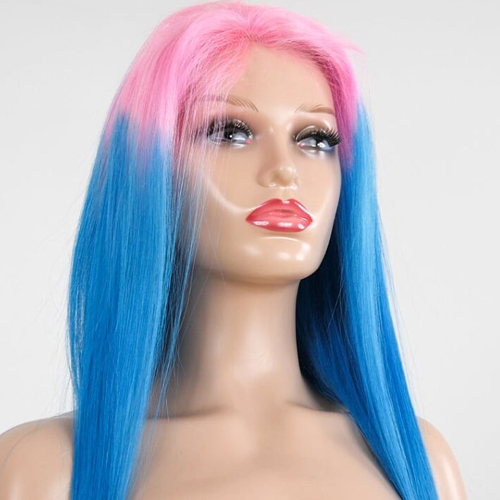 human hair wig pink to blue. Part of the Lingaury Human Hair Wig collection