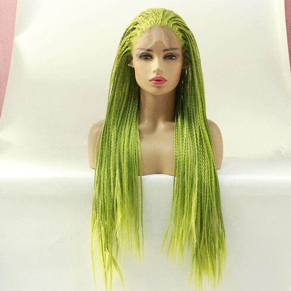 Unique Synthetic braided wig light green. Part of the Lingaury Synthetic Wig collection