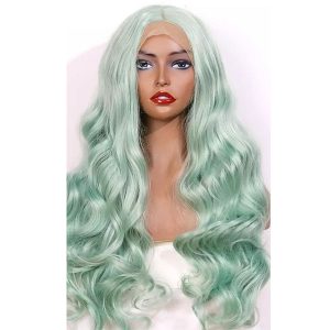Unique Synthetic Wavy Wig Green. Part of the Lingaury Synthetic Wig collection