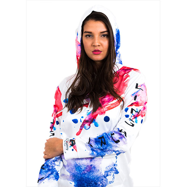 Unique Pink and Blue hoodie. Part of the Lingaury hoodie collection